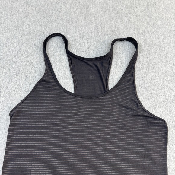 Lululemon Tank Top Women 6 Black Striped What The Sport Singlet Stretch Yoga Gym - Picture 2 of 7